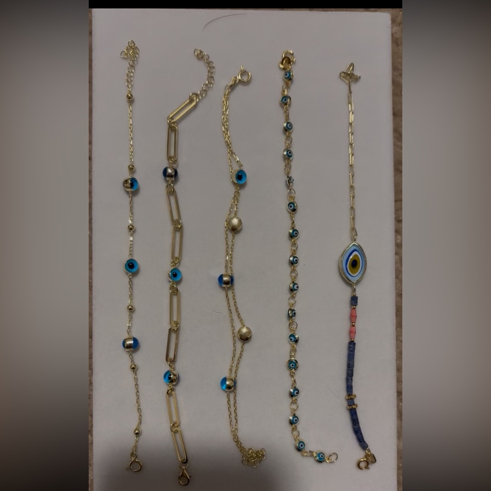 Gold and Silver Bracelet with evil eye